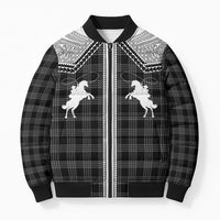 Aloha Hawaii Cowboys Paniolo Bomber Puffer Jacket Black Palaka LT7 Unisex Black - Polynesian Pride