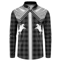 Aloha Hawaii Cowboys Paniolo Button Sweatshirt Black Palaka LT7 Black - Polynesian Pride