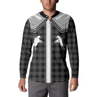 Aloha Hawaii Cowboys Paniolo Button Sweatshirt Black Palaka LT7 - Polynesian Pride
