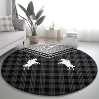 Aloha Hawaii Cowboys Paniolo Round Carpet Black Palaka - Polynesian Pride