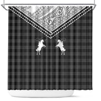 Aloha Hawaii Cowboys Paniolo Shower Curtain Black Palaka - Polynesian Pride