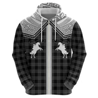 Aloha Hawaii Cowboys Paniolo Zip Hoodie Black Palaka - Polynesian Pride