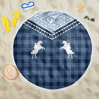 Aloha Hawaii Cowboys Paniolo Beach Blanket Navy Blue Palaka LT7 One Size 150cm Navy - Polynesian Pride