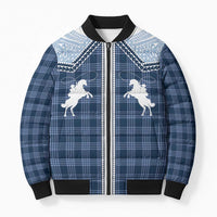 Aloha Hawaii Cowboys Paniolo Bomber Puffer Jacket Navy Blue Palaka LT7 Unisex Navy - Polynesian Pride
