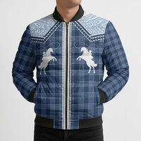 Aloha Hawaii Cowboys Paniolo Bomber Puffer Jacket Navy Blue Palaka LT7 - Polynesian Pride