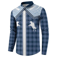 Aloha Hawaii Cowboys Paniolo Button Sweatshirt Navy Blue Palaka LT7 - Polynesian Pride