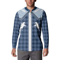 Aloha Hawaii Cowboys Paniolo Button Sweatshirt Navy Blue Palaka LT7 - Polynesian Pride