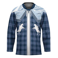 Aloha Hawaii Cowboys Paniolo Hockey Jersey Navy Blue Palaka LT7 Unisex Navy - Polynesian Pride