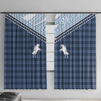 Aloha Hawaii Cowboys Paniolo Window Curtain Navy Blue Palaka - Polynesian Pride