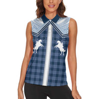 Aloha Hawaii Cowboys Paniolo Women Sleeveless Polo Shirt Navy Blue Palaka LT7 - Polynesian Pride