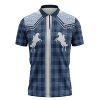 Aloha Hawaii Cowboys Paniolo Zipper Polo Shirt Navy Blue Palaka LT7 Navy - Polynesian Pride