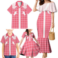 Aloha Hawaii Cowboys Paniolo Family Matching Mermaid Dress and Hawaiian Shirt Rose Palaka - Polynesian Pride