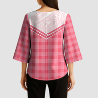 Aloha Hawaii Cowboys Paniolo Kimono Sleeve Blouse Rose Palaka - Polynesian Pride