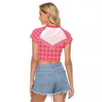 Aloha Hawaii Cowboys Paniolo Raglan Cropped T Shirt Rose Palaka - Polynesian Pride