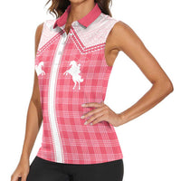 Aloha Hawaii Cowboys Paniolo Women Sleeveless Polo Shirt Rose Palaka LT7 - Polynesian Pride