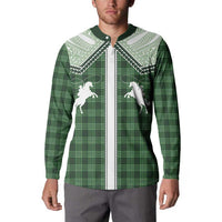 Aloha Hawaii Cowboys Paniolo Button Sweatshirt Forest Green Palaka LT7 - Polynesian Pride