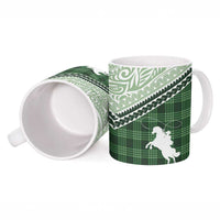 Aloha Hawaii Cowboys Paniolo Ceramic Mug Forest Green Palaka - Polynesian Pride