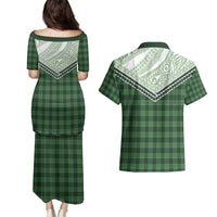 Aloha Hawaii Cowboys Paniolo Couples Matching Puletasi and Hawaiian Shirt Forest Green Palaka - Polynesian Pride