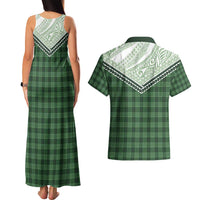 Aloha Hawaii Cowboys Paniolo Couples Matching Tank Maxi Dress and Hawaiian Shirt Forest Green Palaka - Polynesian Pride