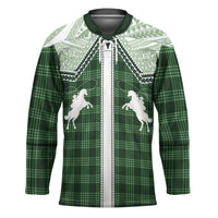 Aloha Hawaii Cowboys Paniolo Hockey Jersey Forest Green Palaka LT7 Unisex Dark Green - Polynesian Pride