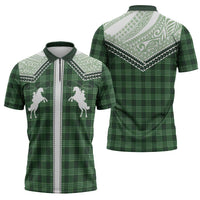 Aloha Hawaii Cowboys Paniolo Zipper Polo Shirt Forest Green Palaka LT7 - Polynesian Pride
