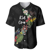 Kia Ora New Zealand Floral Personalized Baseball Jersey Black LT7 Black - Polynesian Pride