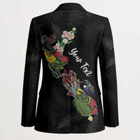 Kia Ora New Zealand Floral Personalized Blazer Black - Polynesian Pride