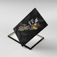 Kia Ora New Zealand Floral Canvas Wall Art Black LT7 With Frame Black - Polynesian Pride