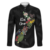 Kia Ora New Zealand Floral Personalized Family Matching Summer Maxi Dress and Hawaiian Shirt Black - Polynesian Pride
