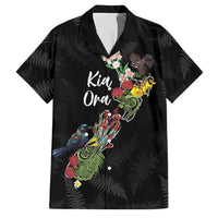 Kia Ora New Zealand Floral Personalized Family Matching Tank Maxi Dress and Hawaiian Shirt Black - Polynesian Pride