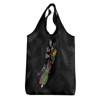 Kia Ora New Zealand Floral Grocery Bag Black LT7 - Polynesian Pride