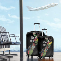 Kia Ora New Zealand Floral Luggage Cover Black - Polynesian Pride