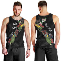 Kia Ora New Zealand Floral Personalized Men Tank Top Black LT7 - Polynesian Pride