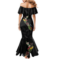 Kia Ora New Zealand Floral Personalized Mermaid Dress Black - Polynesian Pride