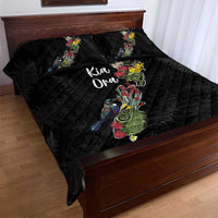 Kia Ora New Zealand Floral Quilt Bed Set Black - Polynesian Pride