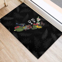 Kia Ora New Zealand Floral Rubber Doormat Black LT7 - Polynesian Pride