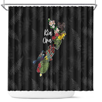 Kia Ora New Zealand Floral Shower Curtain Black - Polynesian Pride