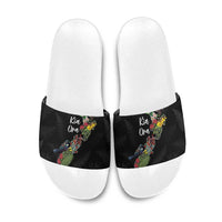 Kia Ora New Zealand Floral Slide Sandals Black - Polynesian Pride