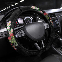 Kia Ora New Zealand Floral Steering Wheel Cover Black LT7 Universal Fit Black - Polynesian Pride