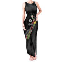 Kia Ora New Zealand Floral Personalized Tank Maxi Dress Black - Polynesian Pride