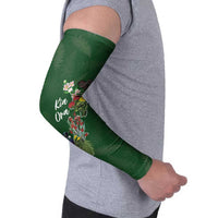 Kia Ora New Zealand Floral Personalized Arm Sleeves Sage Green LT7 - Polynesian Pride