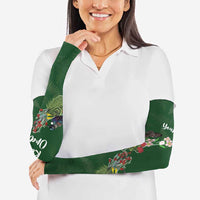 Kia Ora New Zealand Floral Personalized Arm Sleeves Sage Green LT7 - Polynesian Pride