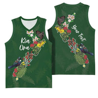 Kia Ora New Zealand Floral Personalized Basketball Jersey Sage Green LT7 - Polynesian Pride