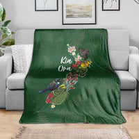 Kia Ora New Zealand Floral Blanket Sage Green - Polynesian Pride