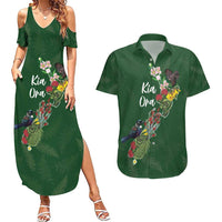 Kia Ora New Zealand Floral Personalized Couples Matching Summer Maxi Dress and Hawaiian Shirt Sage Green - Polynesian Pride
