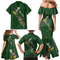 Kia Ora New Zealand Floral Personalized Family Matching Mermaid Dress and Hawaiian Shirt Sage Green - Polynesian Pride