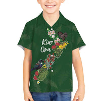 Kia Ora New Zealand Floral Personalized Family Matching Mermaid Dress and Hawaiian Shirt Sage Green - Polynesian Pride