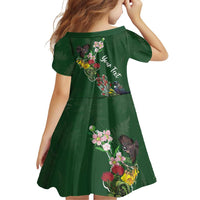 Kia Ora New Zealand Floral Personalized Family Matching Off The Shoulder Long Sleeve Dress and Hawaiian Shirt Sage Green - Polynesian Pride