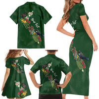 Kia Ora New Zealand Floral Personalized Family Matching Short Sleeve Bodycon Dress and Hawaiian Shirt Sage Green - Polynesian Pride
