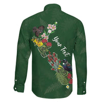 Kia Ora New Zealand Floral Personalized Family Matching Short Sleeve Bodycon Dress and Hawaiian Shirt Sage Green - Polynesian Pride